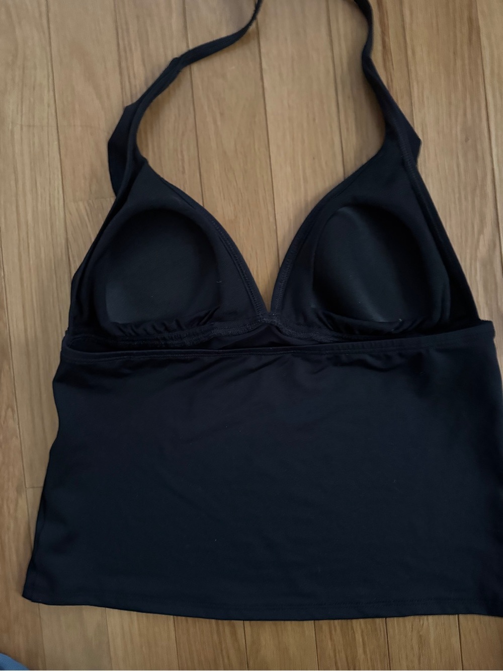 NWOT Daisy Fuentes Black Ruffle Detail Halter Tankini Top